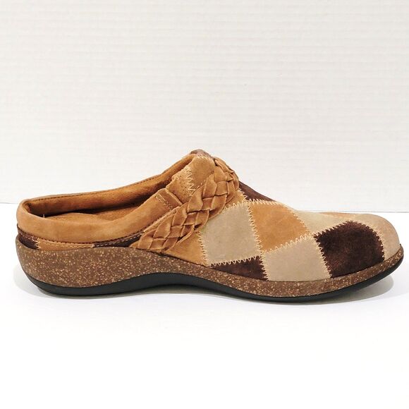 Aetrex Libby Clogs Size 40 Womens 9-9.5 Patchwork Boho Brown Mules Slip On Shoes - Picture 9 of 12